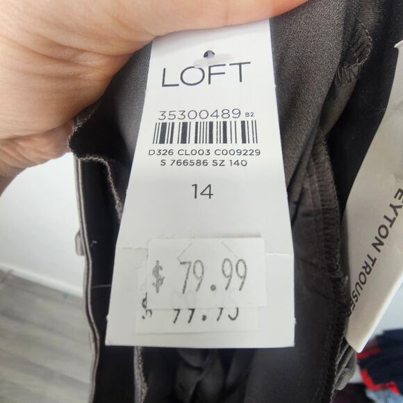 LOFT Peyton Trouser Wide Leg Dress Pants Pleated Career Office Work Size 14 Gray - Picture 8 of 9